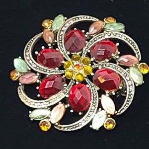 Liz Claiborne Statement Pc Rhinestone Brooch Large LC Signed Pin Jewelry 6380